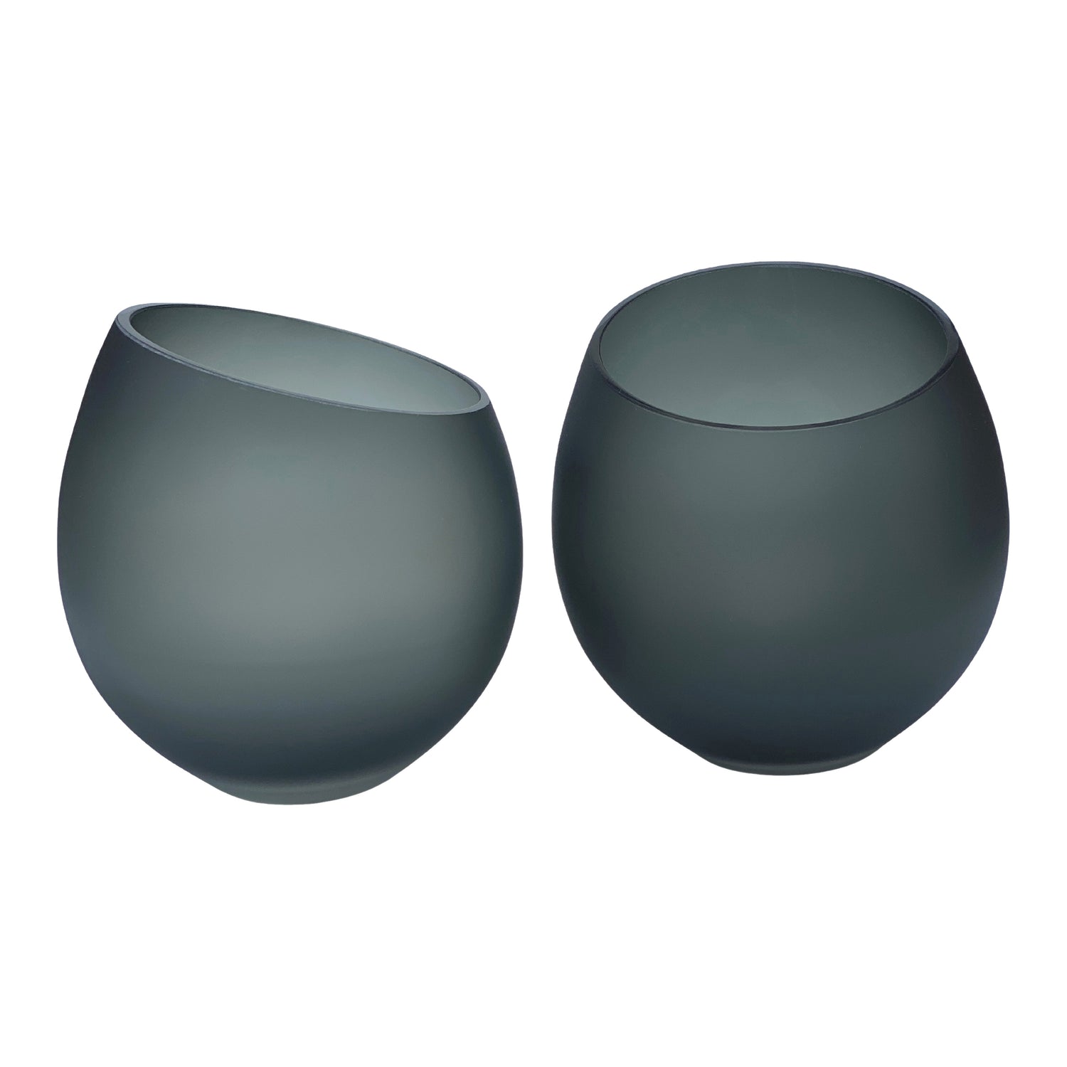 Vase The World Moho Waxinelichthouder - H 15 x  Ø 15,5 cm - Set van 2 - Satin Grey