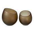 Vase The World Moho Waxinelichthouder - H 13 x  Ø 12,5 cm - Set van 2 - Satin Taupe