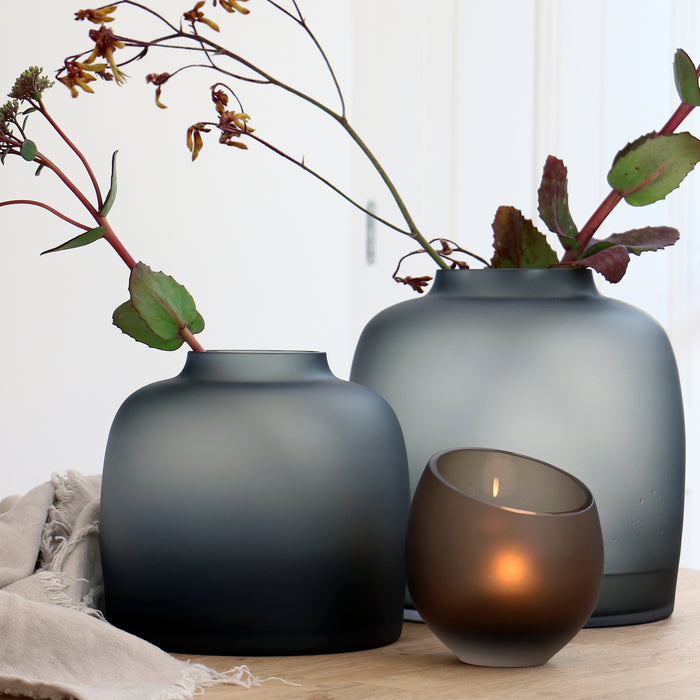 Vase The World Moho Waxinelichthouder - H 13 x  Ø 12,5 cm - Set van 2 - Satin Taupe