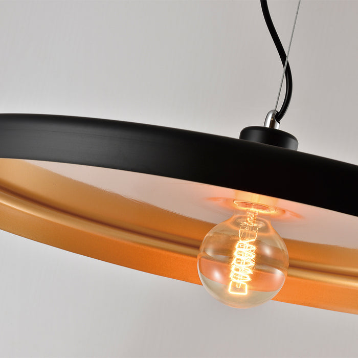 QUVIO Hanglamp rond zwart met gouden binnenkant -