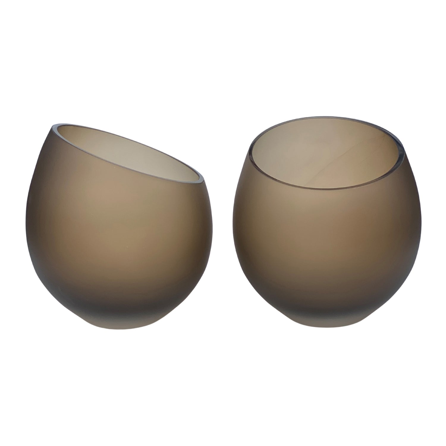 Vase The World Moho Waxinelichthouder - H 15 x  Ø 15,5 cm - Set van 2 - Satin Taupe
