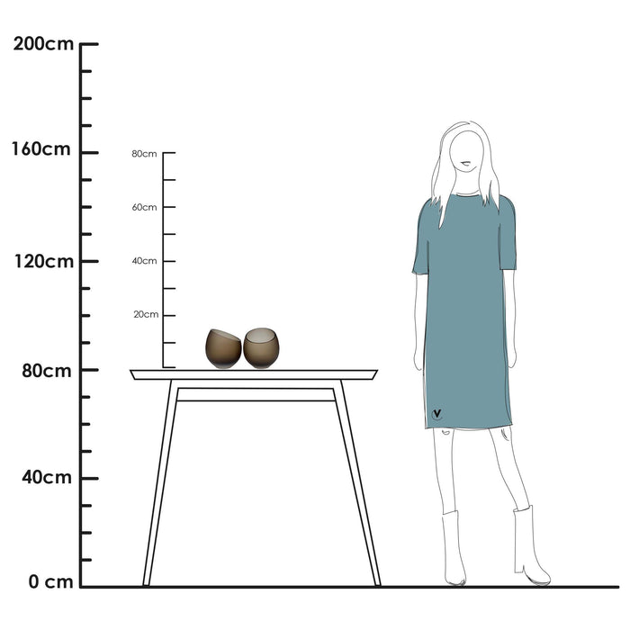 Vase The World Moho Waxinelichthouder - H 15 x  Ø 15,5 cm - Set van 2 - Satin Taupe