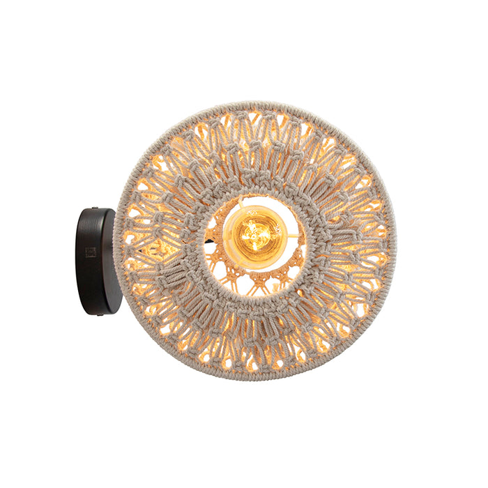 QAZQA Oosterse wandlamp macramé 25 cm - Leonard