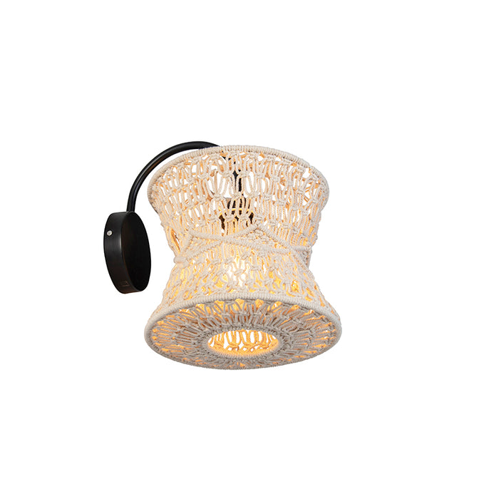 QAZQA Oosterse wandlamp macramé 25 cm - Leonard