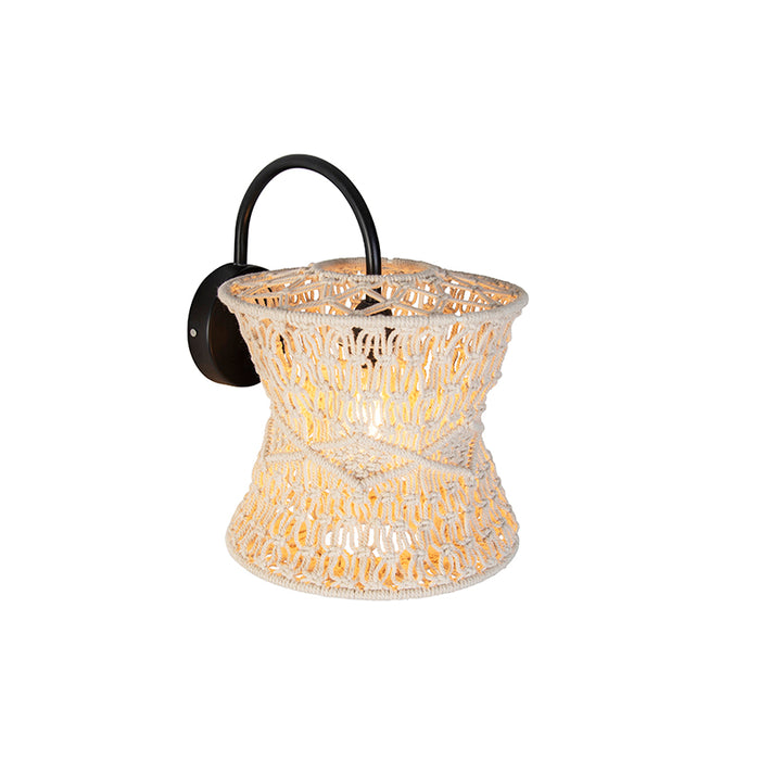 QAZQA Oosterse wandlamp macramé 25 cm - Leonard