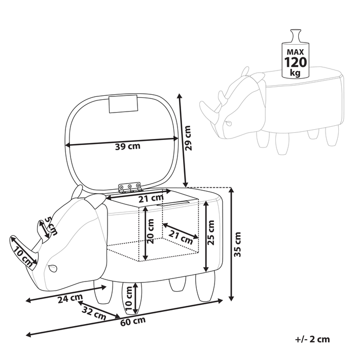 Beliani - RHINO - Hocker - Lichtgrijs - Kunstleer
