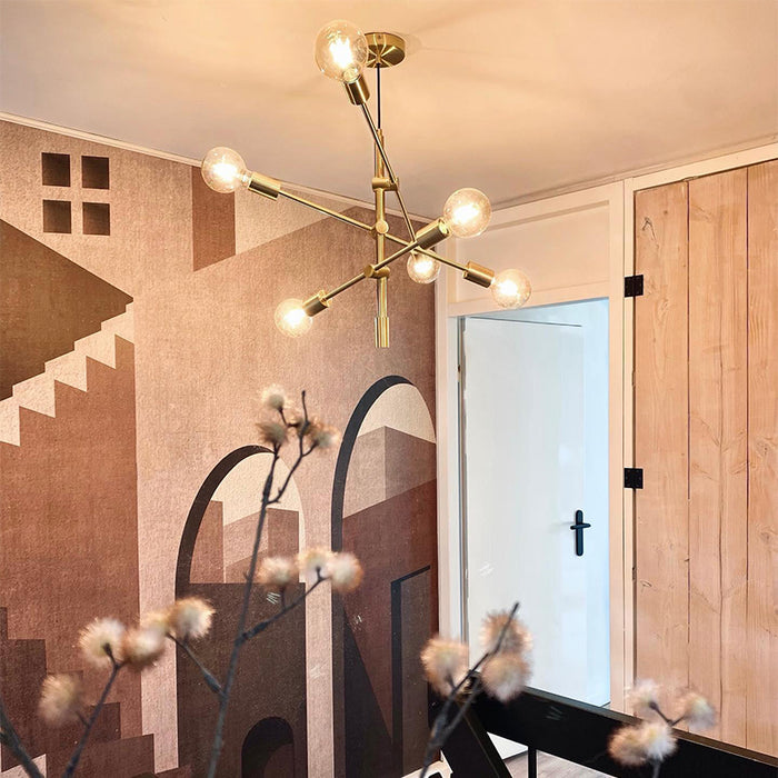 QAZQA Art Deco hanglamp messing 6-lichts - Sydney