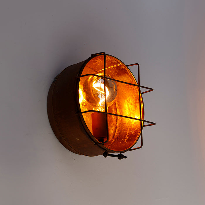 QAZQA Wandlamp barril - Roestbruin - Industrieel - D 25cm