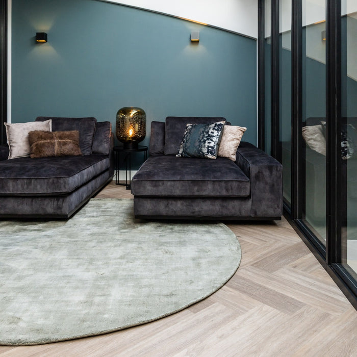 Interieur05 Vloerkleed Felva Groen Rond Viscose 180 cm