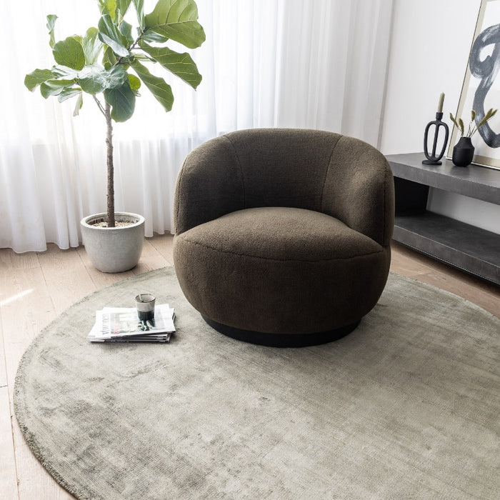 Interieur05 Vloerkleed Felva Groen Rond Viscose 180 cm