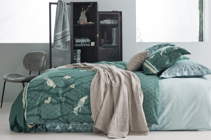 Vandyck Dekbedovertrek SMALL BIRDS Mint Green 240x220 cm