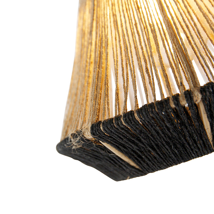 QAZQA Landelijke hanglamp zwart met touw 19 cm 3-lichts - Jenthe