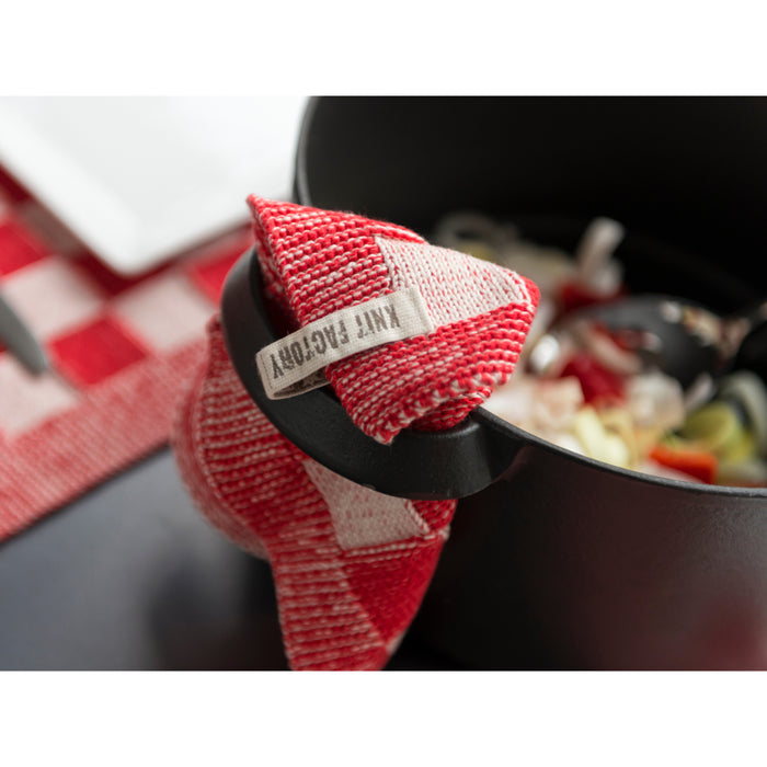 Knit Factory Gebreide Pannenlap Block - Ecru|Linnen - 23x23 cm