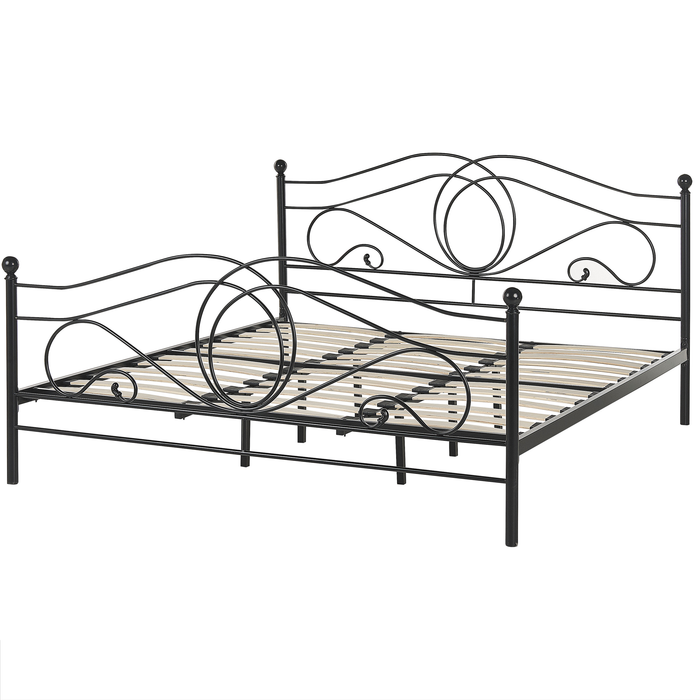 Beliani - LYRA - Tweepersoonsbed - Zwart - 180 x 200 cm - Metaal