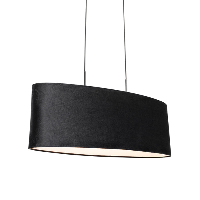 QAZQA Hanglamp tanbor - Zwart - Modern - L 75cm