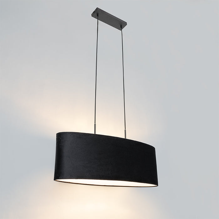 QAZQA Hanglamp tanbor - Zwart - Modern - L 75cm