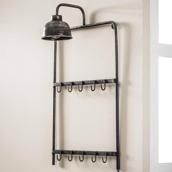 D - Hoyz - Kapstoklamp - Grijs - Wandkapstok met Lamp - 75cm Hoog