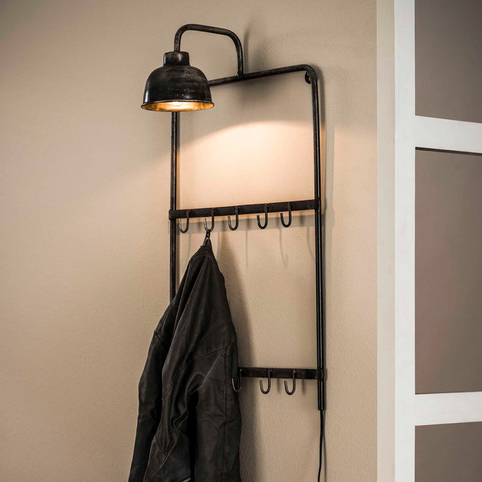 D - Hoyz - Kapstoklamp - Grijs - Wandkapstok met Lamp - 75cm Hoog
