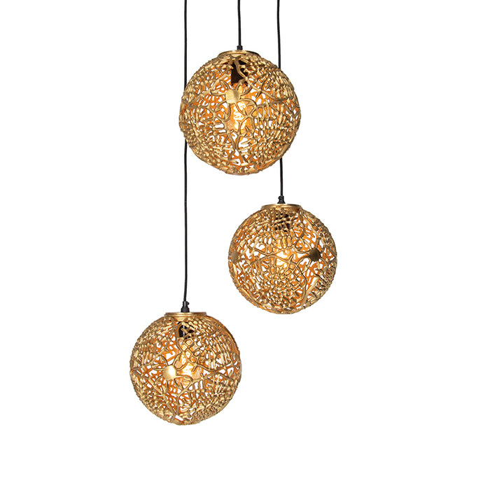 QAZQA Art deco hanglamp goud rond 3-lichts - Maro