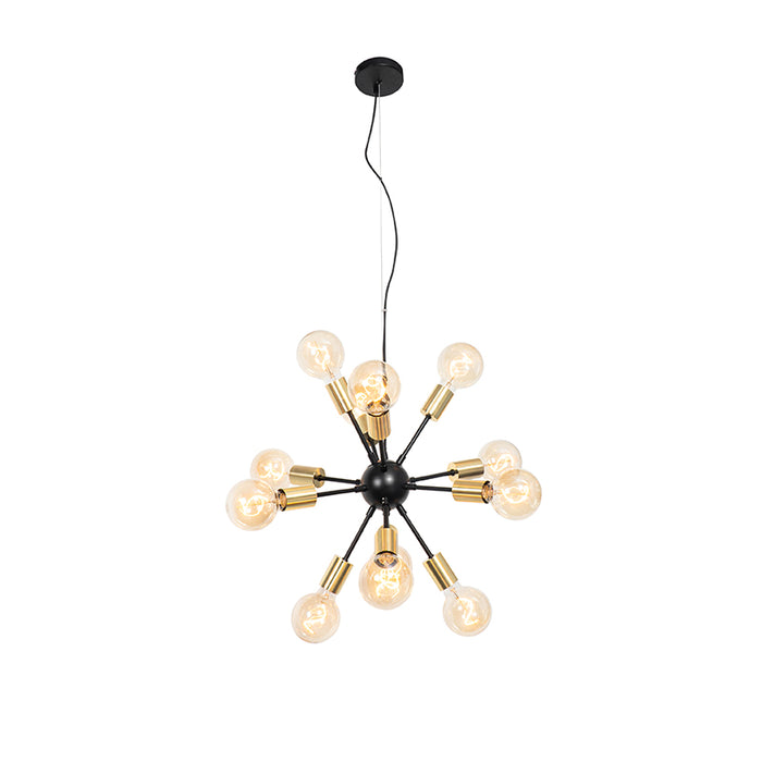 QAZQA Design hanglamp zwart met goud 12-lichts - Juul