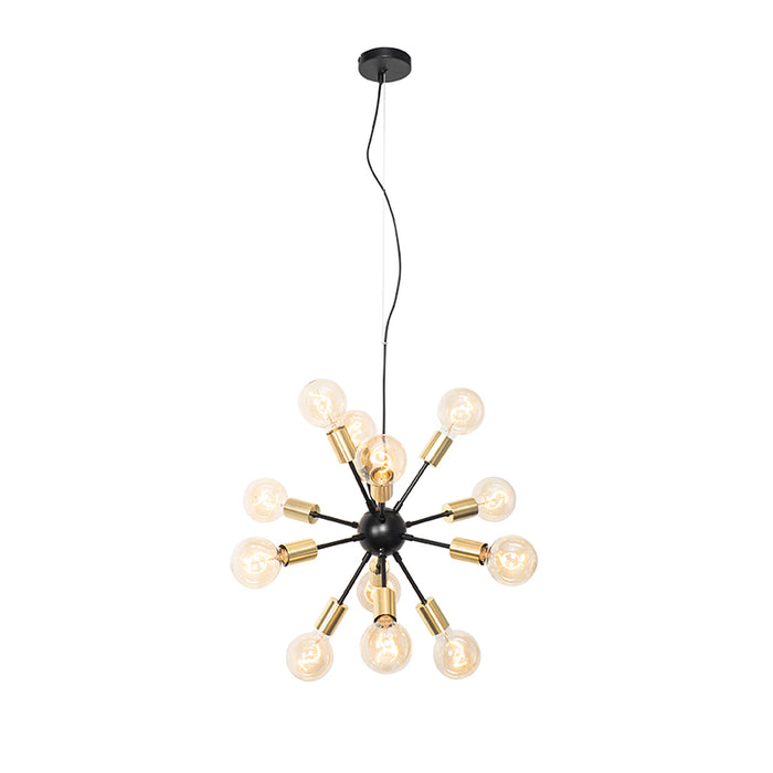 QAZQA Design hanglamp zwart met goud 12-lichts - Juul
