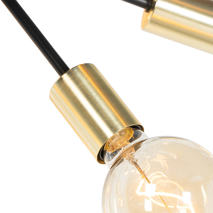 QAZQA Design hanglamp zwart met goud 12-lichts - Juul