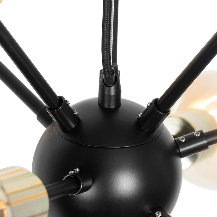 QAZQA Design hanglamp zwart met goud 12-lichts - Juul