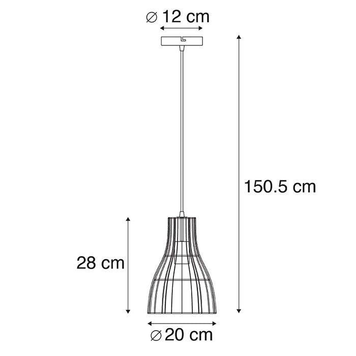 QAZQA Landelijke hanglamp rotan 20 cm - Botello