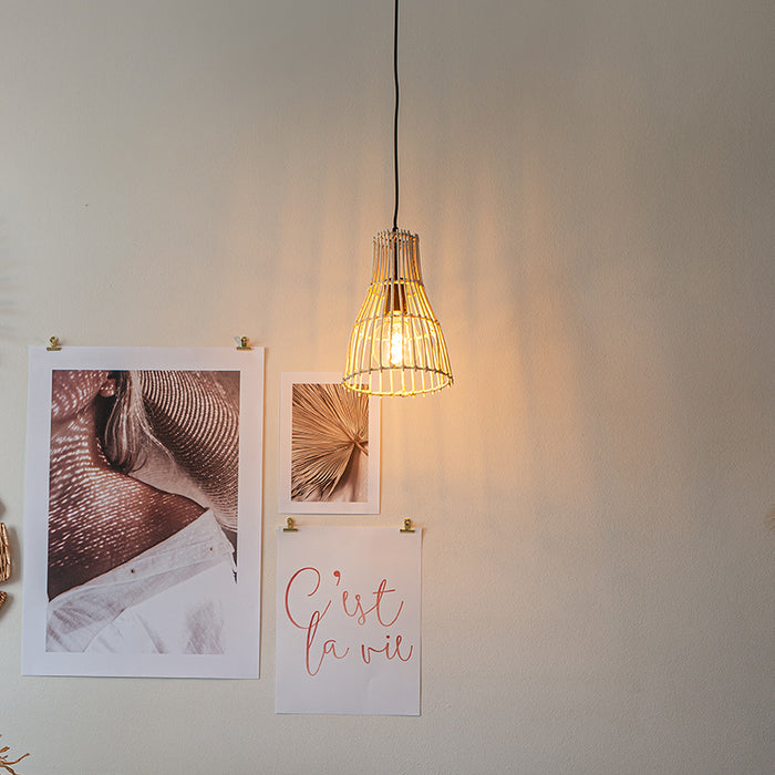 QAZQA Landelijke hanglamp rotan 20 cm - Botello