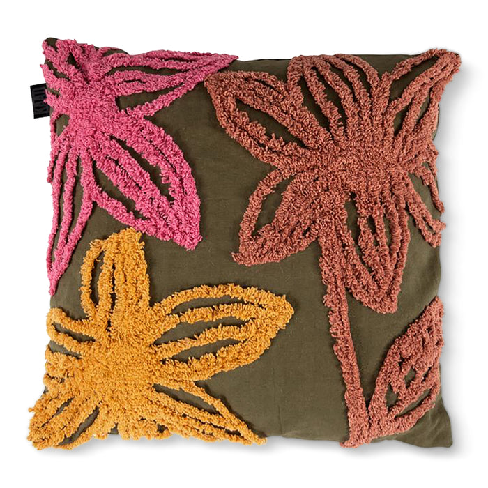 KAAT Amsterdam Posy Sierkussen 45 x 45 cm - Olijfgroen