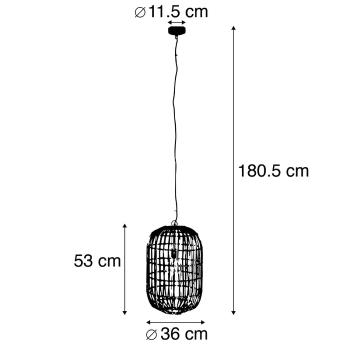QAZQA Hanglamp canna - Naturel - Oosters - D 36cm