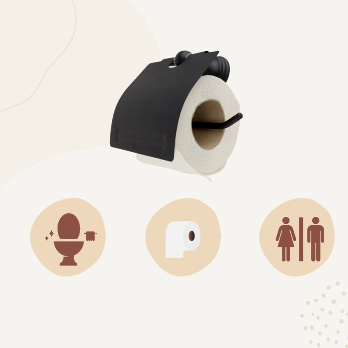 Orange85 Wc rolhouder Toiletrolhouder met Klep Zwart 13x4x6 cm Zink