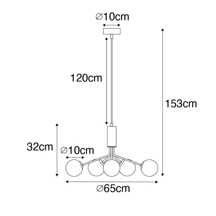 QAZQA Art Deco hanglamp goud met opaal glas 7-lichts - Coby