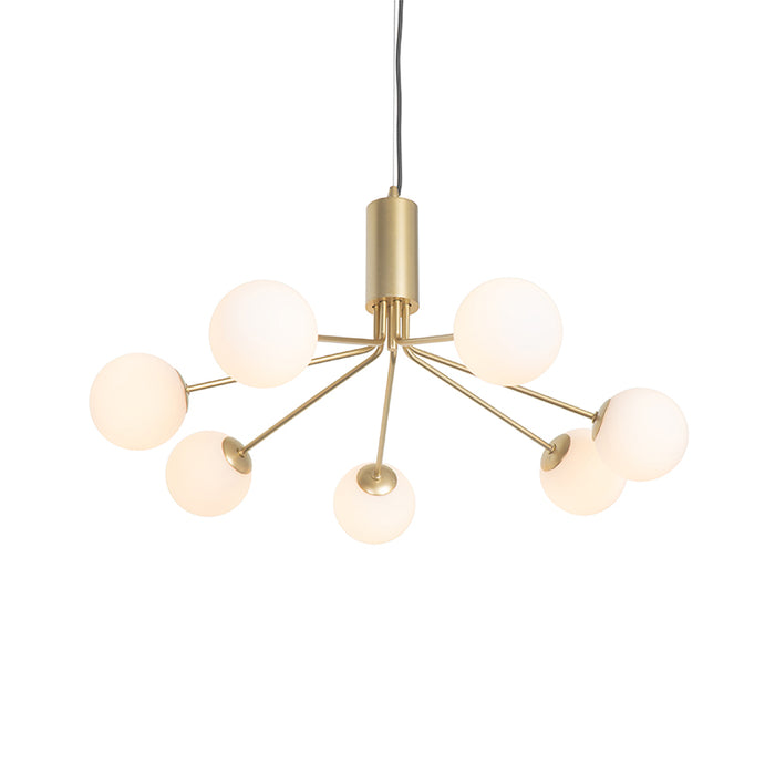 QAZQA Art Deco hanglamp goud met opaal glas 7-lichts - Coby