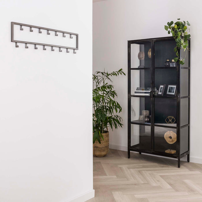 Hoyz - Kapstok Industrieel met 15 haken - Grijs -  Wandkapstok 80cm