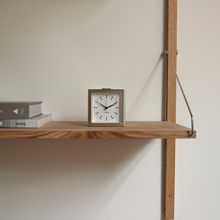 LEFF amsterdam - Block - Alarm - Staal|Wit - Design - Staande Klok