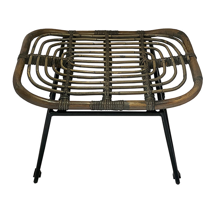 Sweet Living - Rotan Voetenbankje Greywash - 54x43xH30 cm