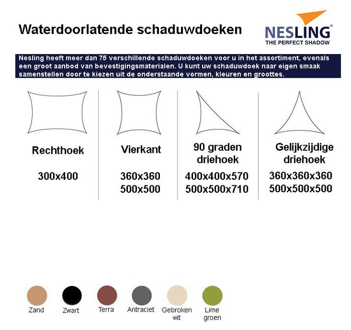 Nesling Coolfit Schaduwdoek driehoek Gebroken Wit  360 x 360 x 360 cm