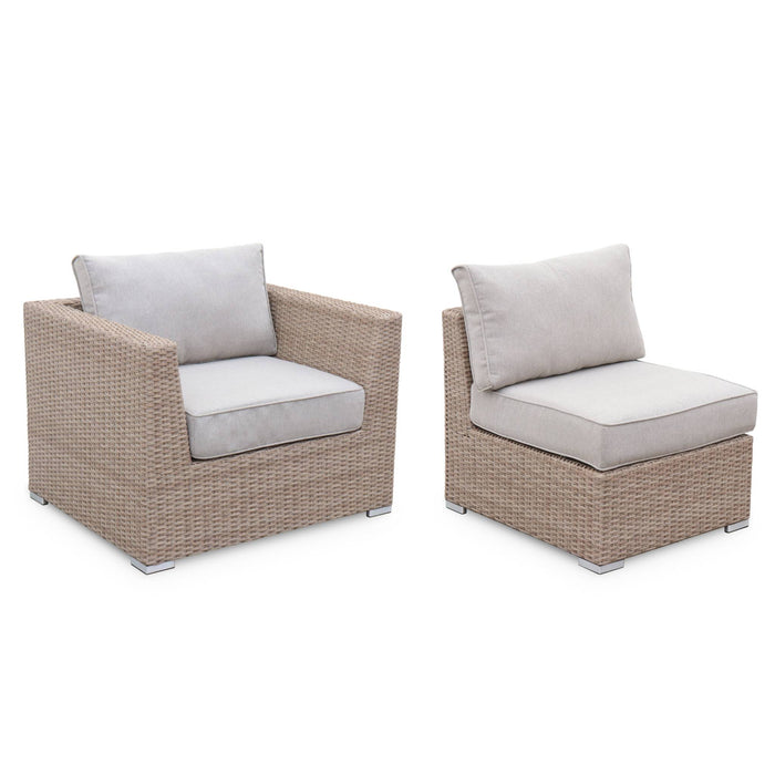 sweeek - Loungeset 5 plaatsen, rond wicker