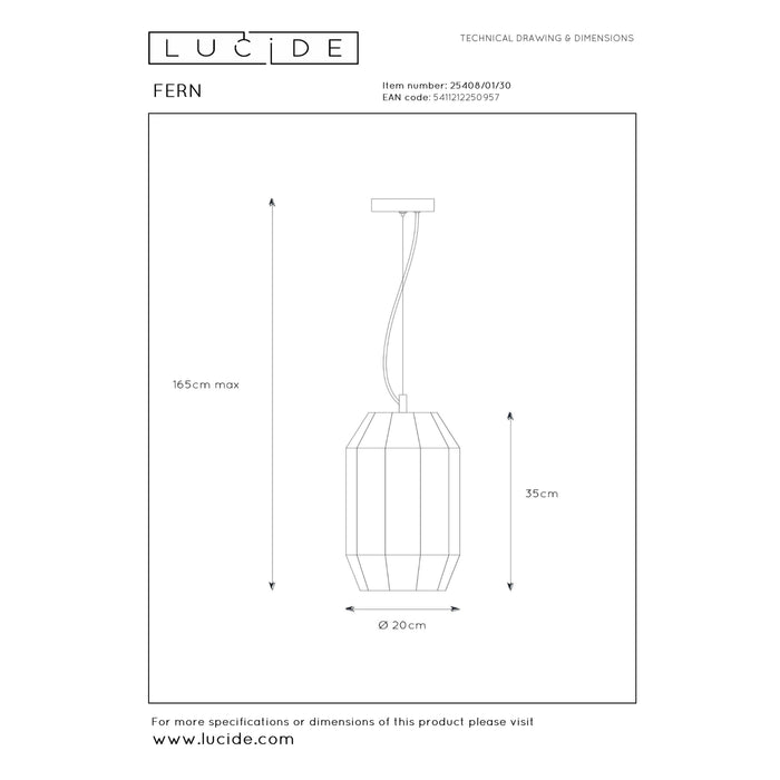Lucide FERN Hanglamp - Zwart