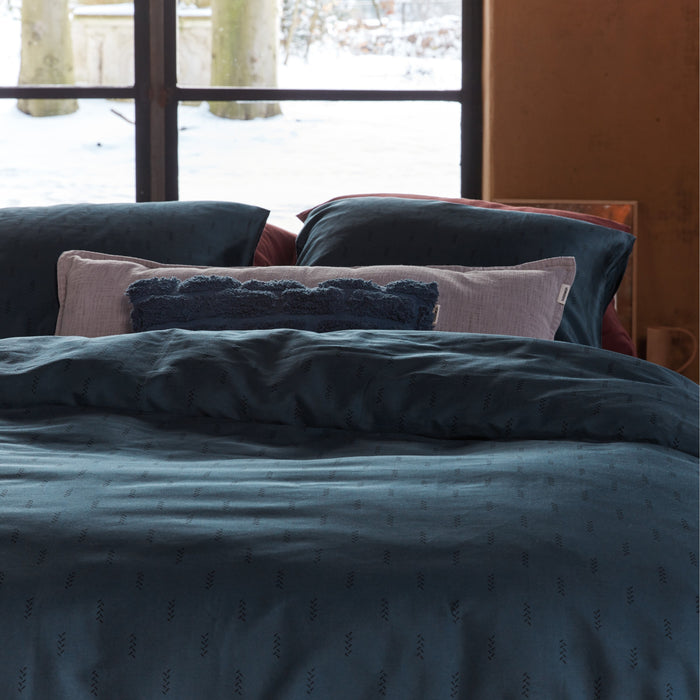 vtwonen Tufted Sierkussen 30 x 50 cm - Donkerblauw