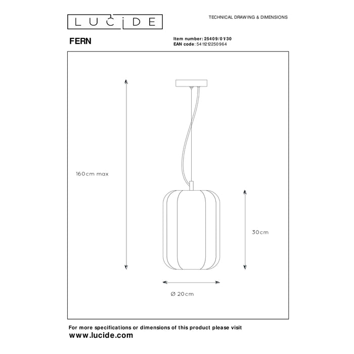 Lucide FERN Hanglamp - Zwart