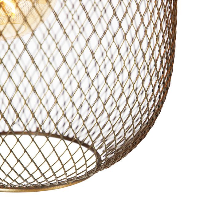QAZQA Moderne hanglamp messing en zwart 3-lichts - Waya Mesh