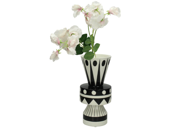 SVJ Home Decorations Indi Vaas - 12 x 12 x 26 cm - Aardewerk - Zwart