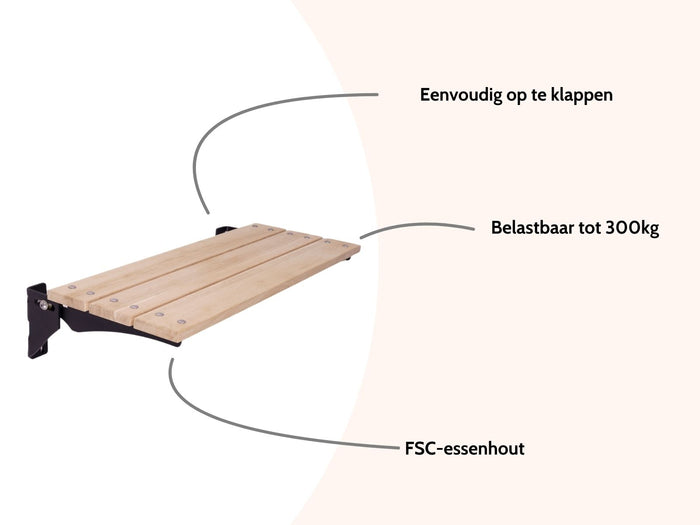 MaximaVida opklapbare gevelbank Jordaan 100 cm- FSC essenhout