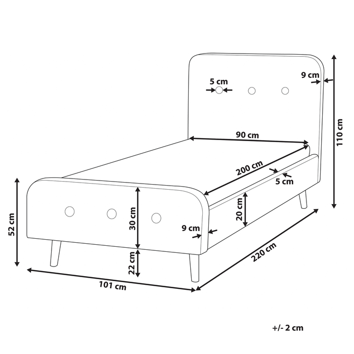 Beliani - RENNES - Kinderbed - Lichtbeige - 90 x 200 cm - Polyester