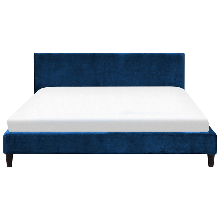 Beliani - FITOU - Tweepersoonsbed - Blauw - 180 x 200 cm - Fluweel