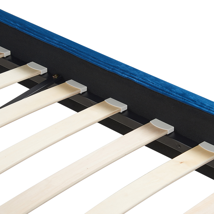 Beliani - FITOU - Tweepersoonsbed - Blauw - 180 x 200 cm - Fluweel