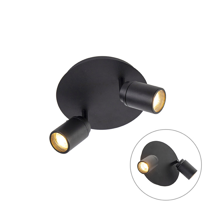 QAZQA Smart Moderne spot zwart incl. GU10 2-lichts IP44 - Ducha
