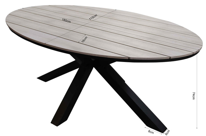 4 Seizoenen Tuinmeubelen Cyprus ovale polywood tuintafel 180cm - Wood